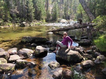 Cleaning our Feet in the Merced River at Little Yosemite Valley