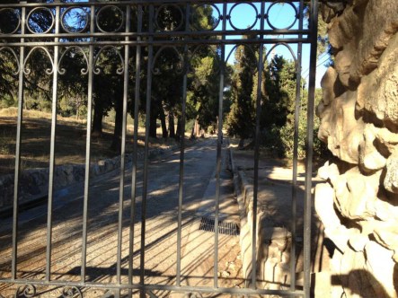 At the gates to the Cobb Estate.