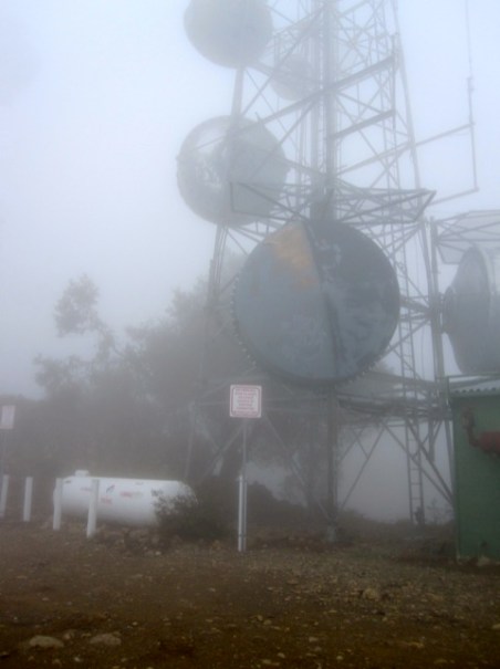 The array of telecom antennae on the summit