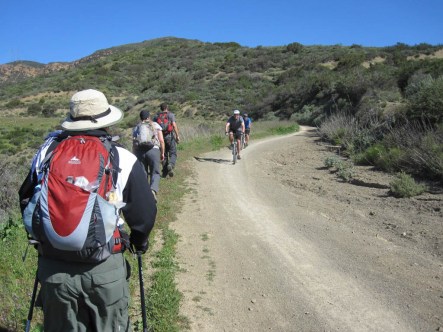 Sharing the Blackstar Canyon trail with mountain bikers