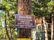 Sign to the trailhead parking