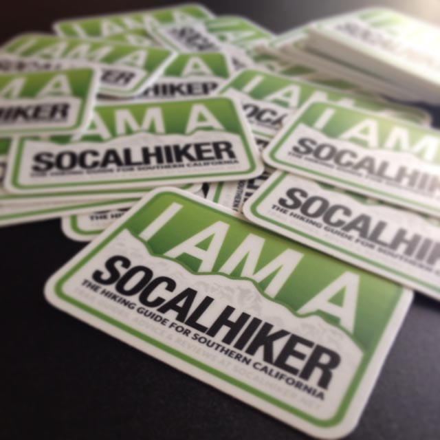 Quality, weather resistant and dishwasher safe SoCalHiker stickers.