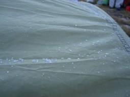 Ice crystals on the tent