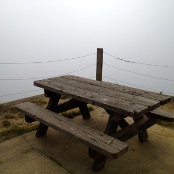 Picnic table near the summit of Mt. Livermore