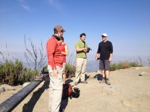 Hikers at the summit of San Gabriel Peak