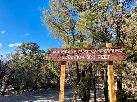 Mahogany Flat Campground sign