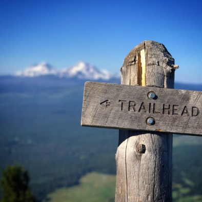 Trailhead sign at the top of Black Butte