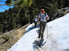 Traversing a Snow Bank on Cucamonga Peak